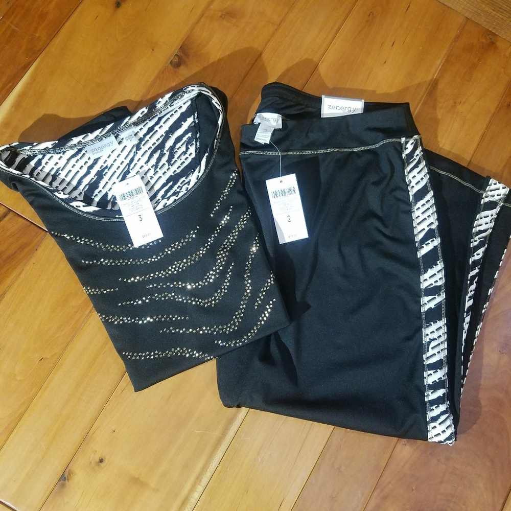 ♥Chicos zenergy collection knit top and pants set